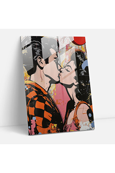 Romantik Pop Cam Tablo Sanatı - Klasizm ve Popart Temalı Duvar Tablosu