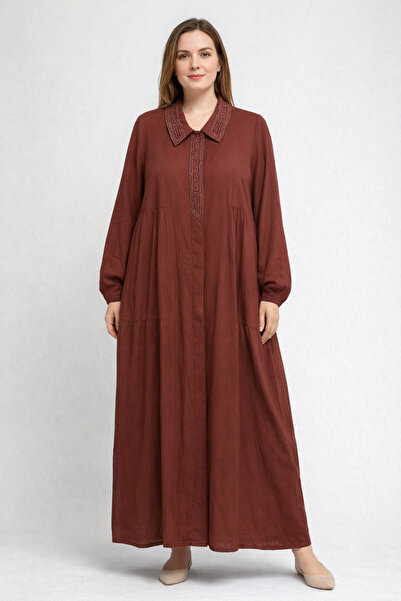 Lissmore Collar and Trim Bead Embellished Viscose Kupra Blend Full Dress