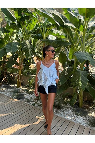 Noi Belis Μπλούζα από βισκόζη με λεπτή ύφανση και λεπτομέρεια βολάν με ρυθμιζ...