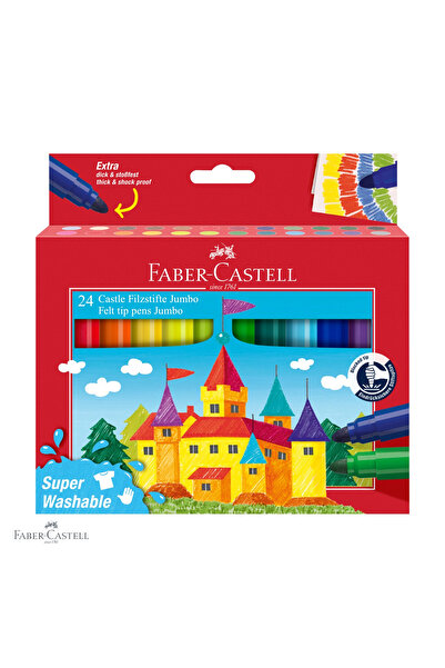 Faber Castell Set de 24 de markere Jumbo Faber-Castell Super-washable, cu cer...