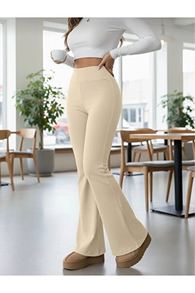LİNDALİNA TEKSTİL Pantaloni de damă, confortabili, cu talie înaltă, din crep,...