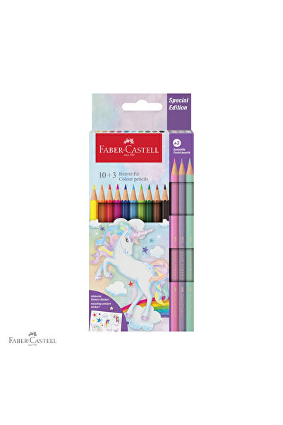 Faber Castell Set de creioane colorate Faber-Castell Unicorn, 10 culori clasi...