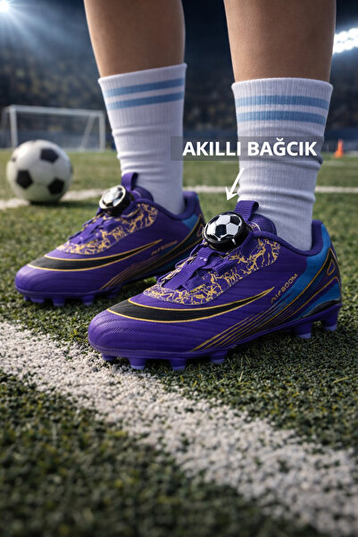 Babetty Erkek Çocuk Otomatik Akıllı Bağcıklı Halısaha Ve Futbol Kramponu Kauç...