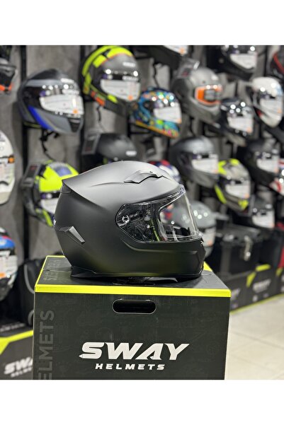 Sway Mat Siyah Motosiklet Kaskı Şeffaf Vizör Pinlock 30 Uyumlu Ece 22.06 ABS ...