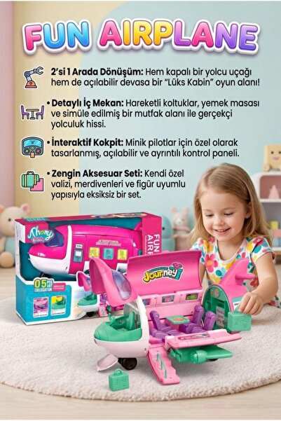Tıfıl Toys Eğlenceli Uçak! Bebek Figürlü 5 Farklı Bölgesi Açılan Detaylı Kokp...