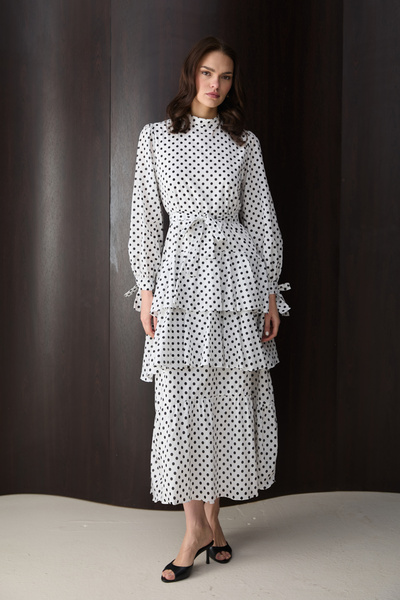 Melike Tatar Φόρεμα βουάλ πουά 32-2803