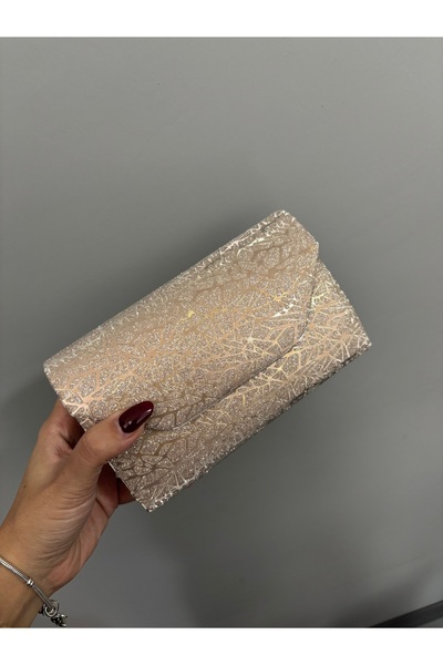 Melos Butik Γυναικεία χρυσή ασημί υφή, κομψή τσάντα για γάμο και βραδινό φόρε...