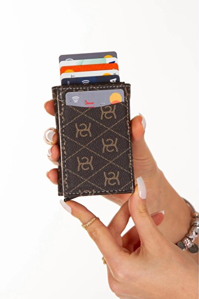 Eliza Γυναικεία θήκη καρτών και πορτοφόλι με μονόγραμμα και μηχανισμό σχεδίασης