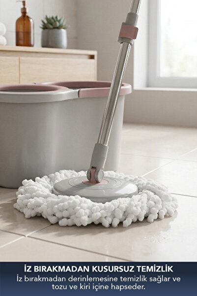Lavine (2 Adet) Ultra Mop Temizlik Seti %100 Mikrofiber Yedek Başlık Dönerli Mop Yedek Başlık