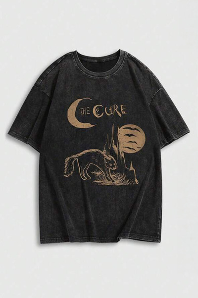 Köstebek Crna isprana The Cure Cat Y2K unisex majica