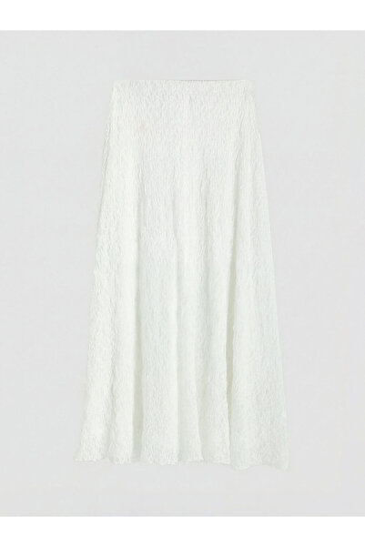 LC Waikiki New Season Ecru Elastic Waist Lace Skirt by Güli̇s Gi̇yi̇m