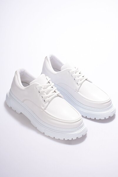 Mhoda Shoes Παπούτσια μοκασίνι με κορδόνια λευκά