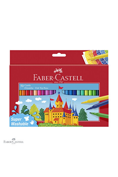 Faber Castell Set de 50 de markere Faber-Castell, vârf fin, cerneală pe bază ...