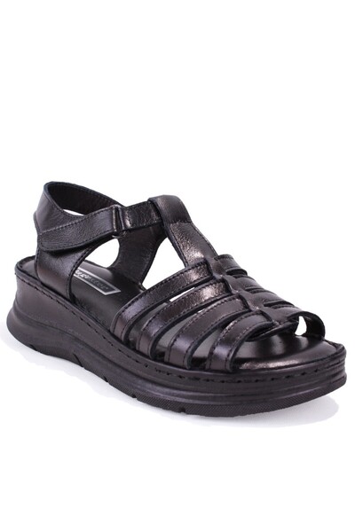 DAGOSTER Dza07-600016 Black Daily Orthopedic Leather Women's Sandals