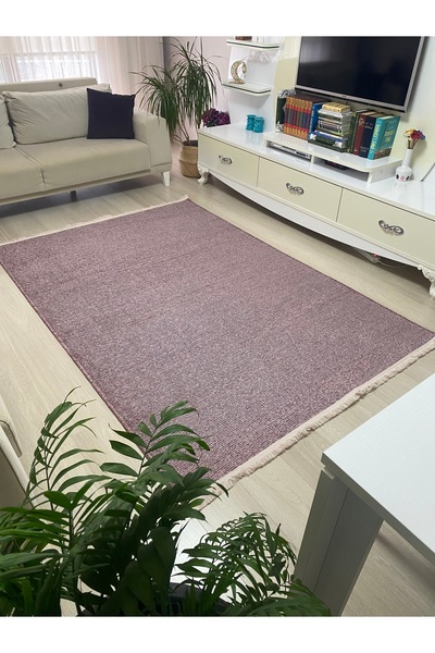 HALISHOP DOKU 25 PEMBE Kaymaz Dokuma Taban Salon Mutfak Koridor Halısı