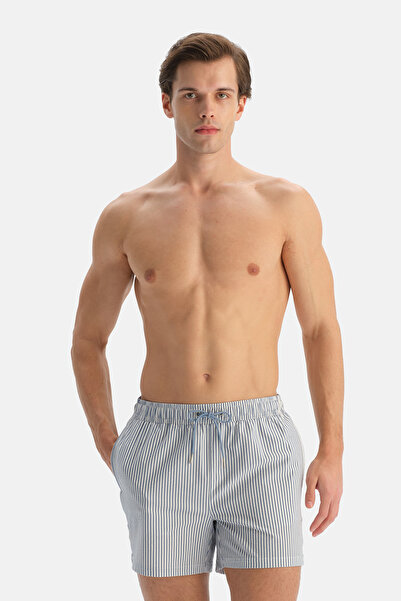 Dagi Λευκό-μπλε ριγέ κοντό σορτς