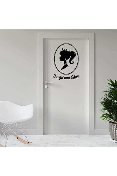 Asilmeydan İsme Özel Prenses Silüetli Genç Odası Kapı Dekoratif Duvar Sticker...