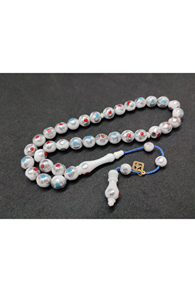 İskeçe Tesbih Σκαλιστό έργο του δασκάλου Τζεμίλ με ένθετα άνθη μαργαρίτας, οσ...