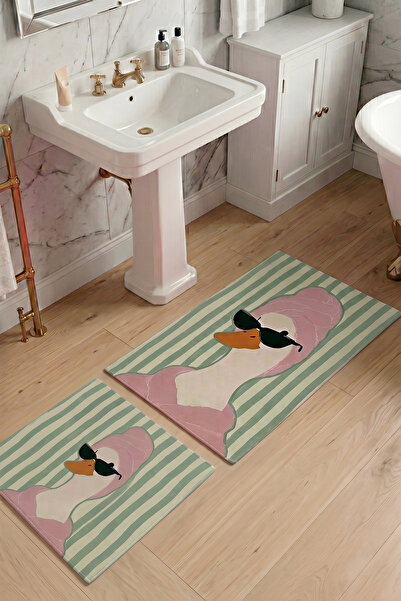 Chilai Home Quack Green 2 li Banyo Paspası,Kaymaz Tabanlı,Yıkanabilir 60x100 ...