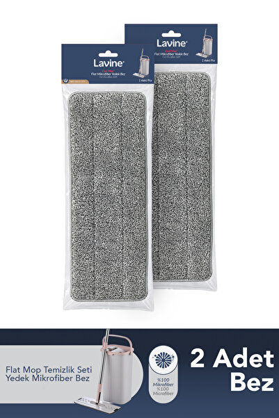 Lavine (2 Adet) Flat Mop Temizlik Seti %100 Mikrofiber Yedek Bezi Tablet Mop ...