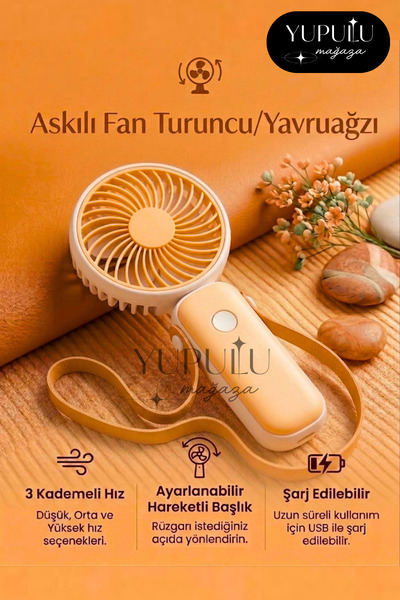 YUPULU Askılı Mini Fan Taşınabilir El Fanı – Boyundan Askılı Şarjlı Mini El v...