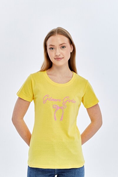 trender Tricou de damă cu decolteu O cu panglică Gilmore GALBEN DESCHIS