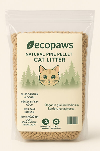 Ecopaws.co Kedi Kumu Ecopaws %100 Doğal Çam Peleti 10 Litre