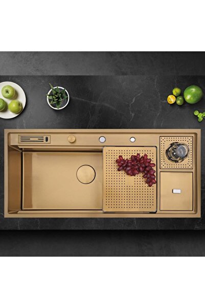MaseMode Verona El Yapımı PVD Evye (Seti) 106x48 cm Altın (Gold)