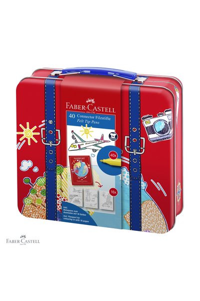 Faber Castell Set de 40 de markere Faber-Castell Connector, într-o cutie meta...
