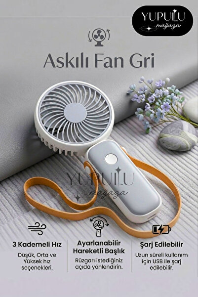 YUPULU Askılı Mini Fan Taşınabilir El Fanı – Boyundan Askılı Şarjlı Mini El v...