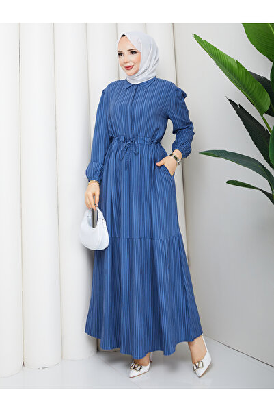 ECK MODA Γυναικείο φόρεμα νέας σεζόν με χαλαρή εφαρμογή, κρυφά κουμπιά, λεπτο...