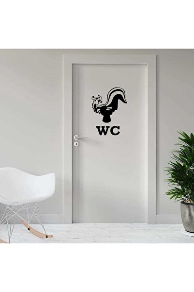 Asilmeydan Kokarcalı Wc Silüeti Kapı Dekoratif Duvar Sticker, Çıkartma