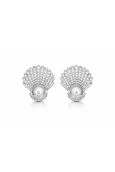 Petra Jeweils Shell-Shaped Gold Earrings with Stones and Pearls