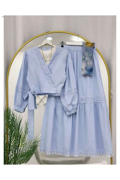 VOLT CLOTHİNG Lace-Up Waisted Skirt Suit