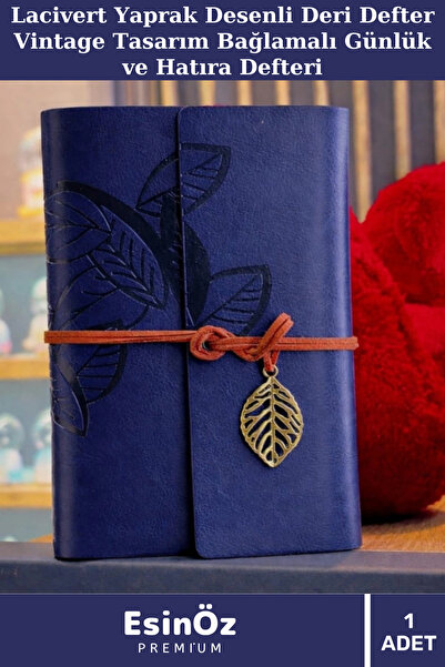 EsinÖz #Defter Yaprak Desenli Deri Defter Vintage Tasarım Bağlamalı Günlük ve...