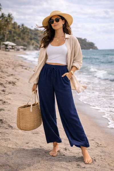 MODA παντελόνι μουσελίνας