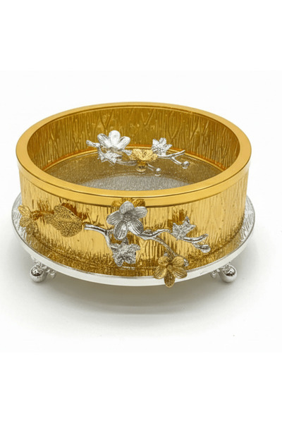 AKDC Round Decorative Candy Box Metal with Glass Cover – Premium Treat Displa...