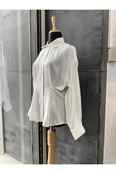 PERA MODA Πουκάμισο με λεπτομέρεια στη μέση και κουμπιά, από ύφασμα Modal