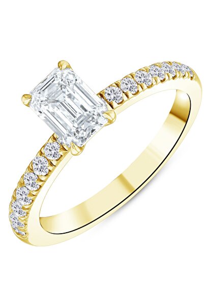 Londia Jewellery 1.20 CT. DOĞAL PIRLANTA BAGET KESİM YAN TAŞLI TASARIM YÜZÜK,...