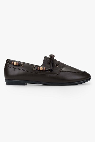 Shoeberry Γυναικείο Loafer με κορδόνια Costa Brown με αξεσουάρ από δέρμα με χ...