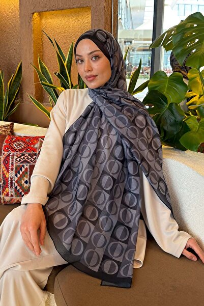 lamelif Ring Pattern Spacious Shawl Anthracite
