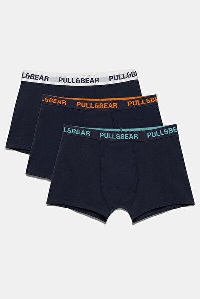 Pull & Bear 3'lü siyah logolu boxer paketi