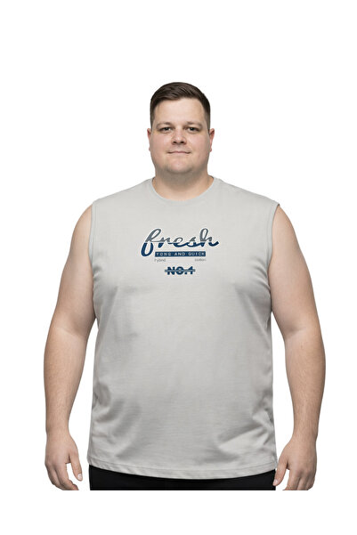 BattalModa Ανδρικό μπλουζάκι μεγάλου μεγέθους Bone Zero Sleeve Fresh T-shirt ...