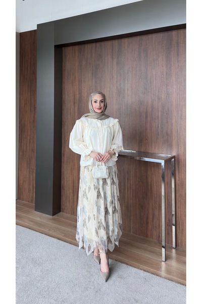 nurvina modest wear Φούστα από τούλι με ασύμμετρη κοπή, επένδυση και ελαστική...