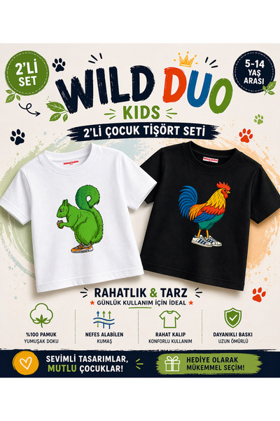 Rabona Fashion Color Wild Duo – Set de 2 tricouri pentru copii