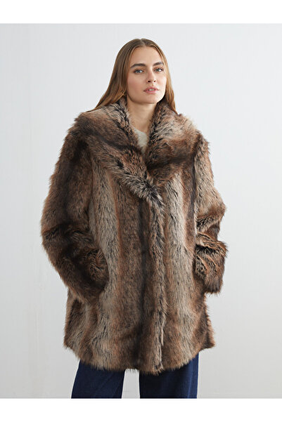 LC Waikiki Jacket Neck Women's Fur Overcoat