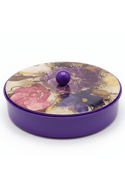 AKDC May Flower Premium Round Purple Candy Box with Ornate Lid for Luxury Tab...