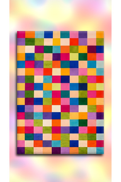 Rugs Modern Halı SDT Çok Renkli Geometrik Kareli Dokuma Taban Dekoratif Halı ...
