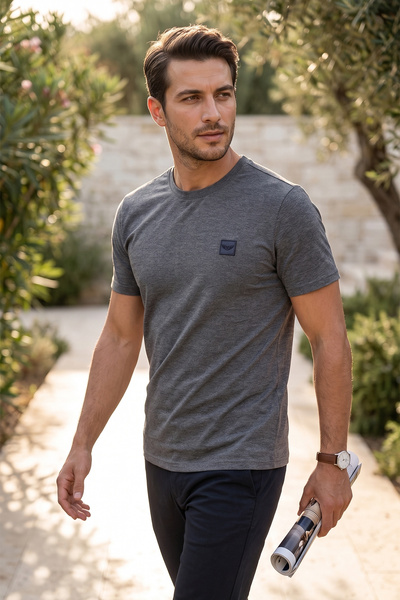 REMSA Ανδρικό βαμβακερό μπλουζάκι 2002 Ανθρακί