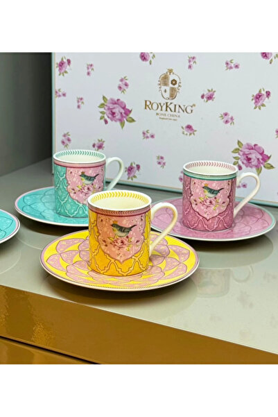 Onedekor 6'lı Porselen Karnaval Kahve Fincanı